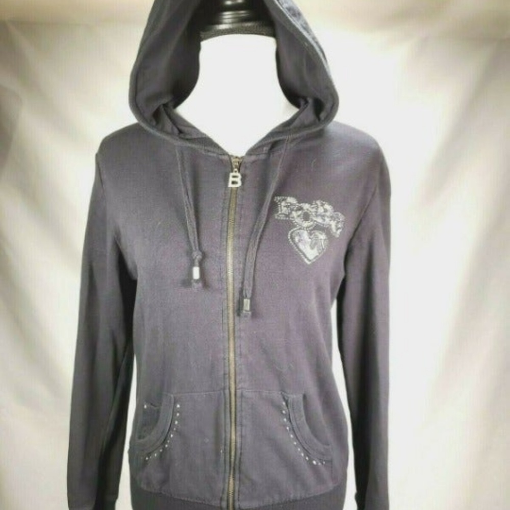 BCBG Maxazria Zip Front Hoodie w/ Rhinestones